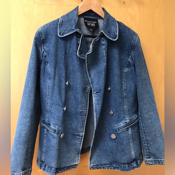Vintage Emanuel Ungaro LIBERTE denim blazer jacket size  10 - Picture 6 of 12